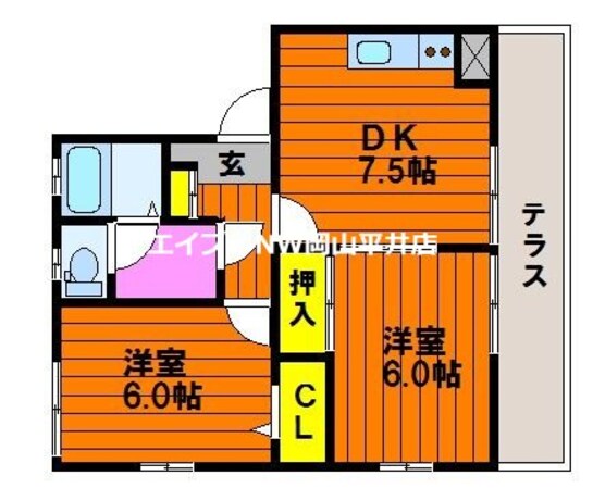 フォブール東岡山の物件間取画像